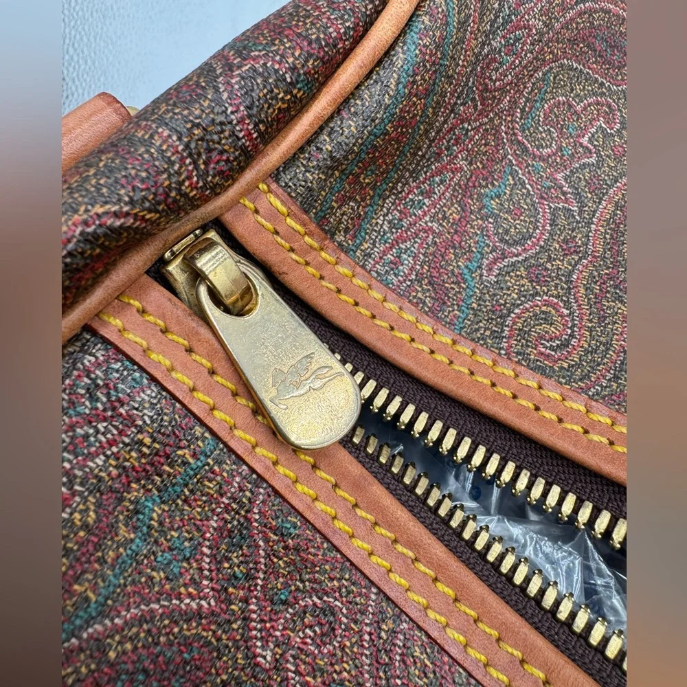 ETRO -Authentic-Paisley Coated Canvas Bandolier Duffle w/ Lock/Key/Strap 60 - Picture 15 of 16